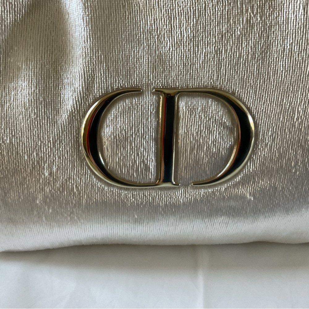 CHRISTIAN DIOR Beauty Ivory Large Velvet Cosmetic Makeup Bag Pouch -New - Picture 6 of 8